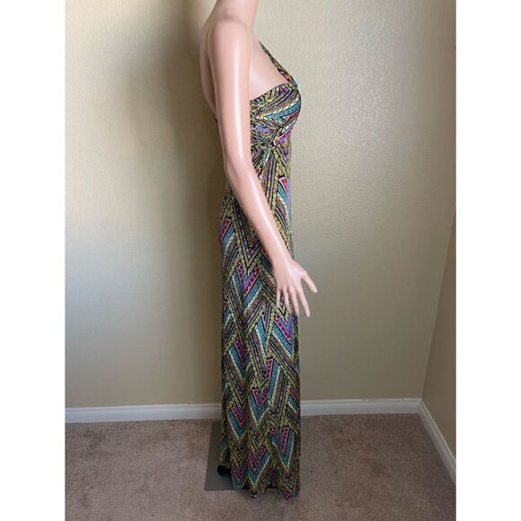 Mara Hoffman Sweetheart Neckline One Shoulder Gown Geometric Color Block Size XS - Picture 4 of 11